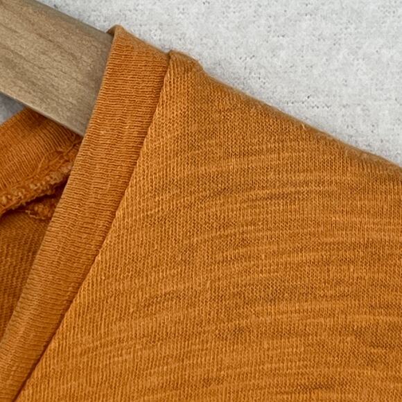 EILEEN FISHER Top M Slub Organic Cotton Jersey V-Neck Short Sleeve Orange - Picture 7 of 13